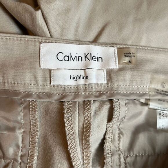 Calvin Klein Highline Slim Straight Dress Pants Trousers Tan Beige Size 6 - Picture 8 of 12